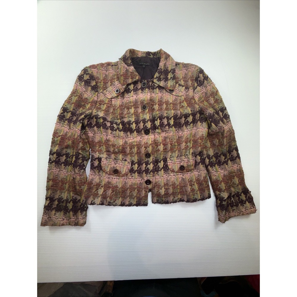 David Meister Women's Multicolor Wool Blend Tweed Blazer Jacket Size 8
